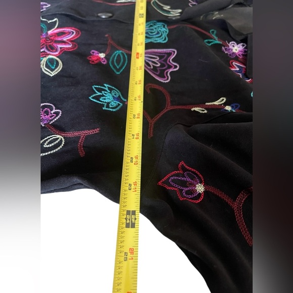 Vintage Koret Womens Jacket Sweater Faux Suede Floral Embroidery Size L - Picture 7 of 10